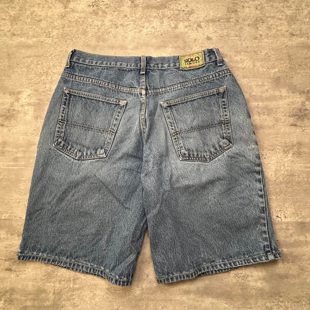 SOLO Semore Baggy Jorts Men 36 Blue Vintage 90s Light Wash Denim Shorts
